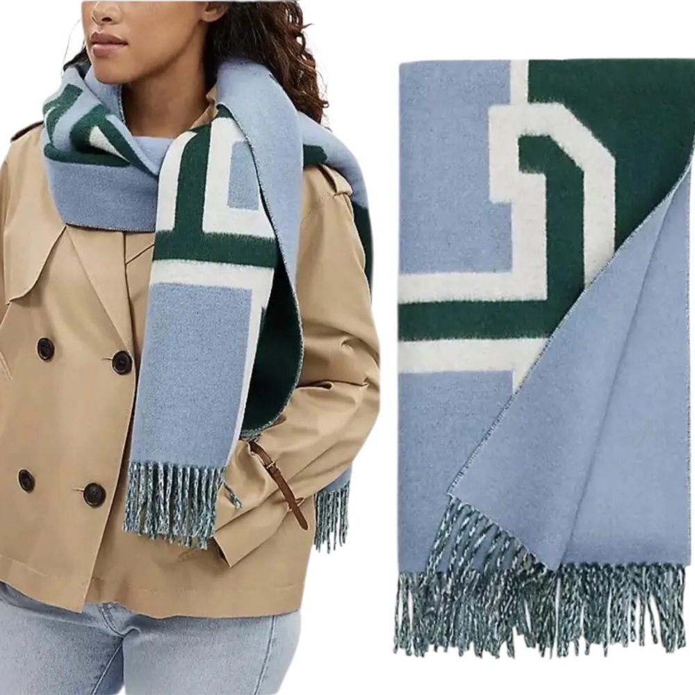Coach Reversible Colorblock Varsity Print Oversized Muffler/ Scarf NWT